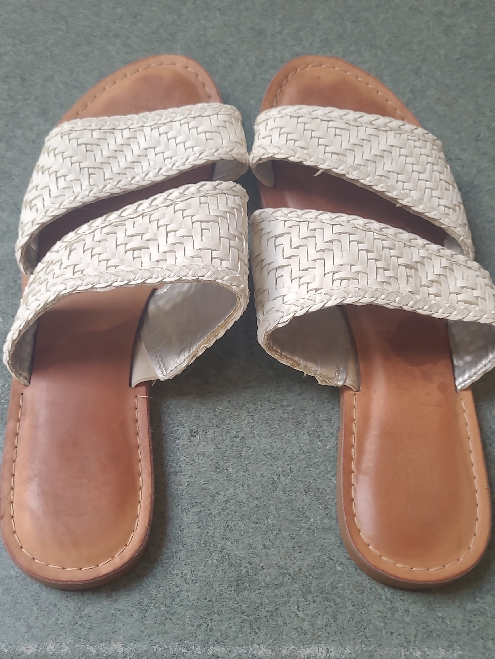 Braided White Slide Sandals for Women